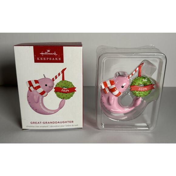 Hallmark 2024 Keepsake Great-Granddaughter Narwhal Christmas Ornament New w Box - Picture 1 of 4